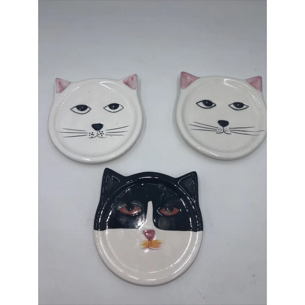 Cat Coasters/ Tea Bag Holders By Bandwagon 2001 Set Of 3